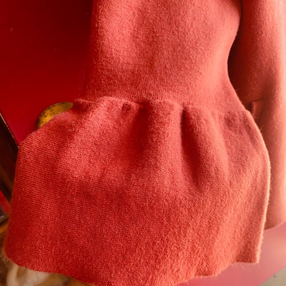 Anthropologie stylish Burnt Orange Swing Sweater Blazer with snap roomy Medium - Picture 5 of 7